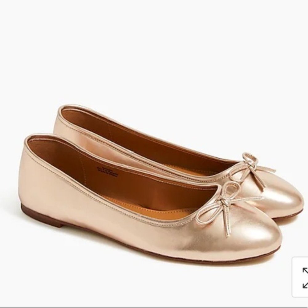 J. Crew Factory Ballet Flats in Metallic Rose Gold